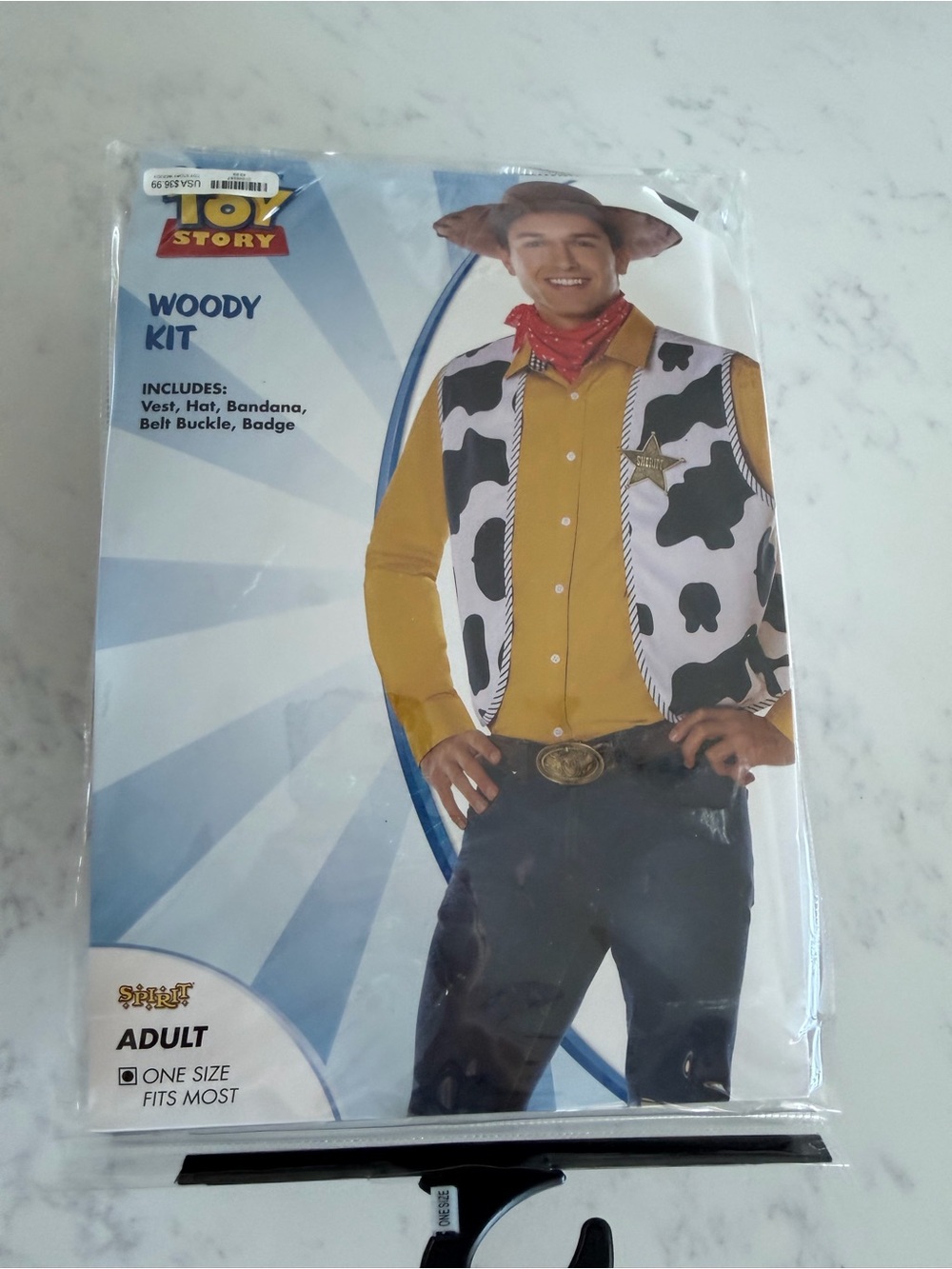 Woody Adult Costume Kit - Yellow Vest & Cowhide Print Vest & Hat